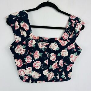 Vintage Summer Strand Size Medium Rose Cotton Crop Top YY2